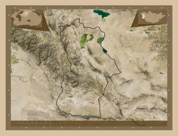 Hovd 蒙古省 低分辨率卫星地图 角辅助位置图 — 图库照片