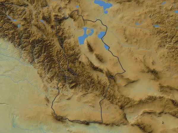 Hovd Provincia Della Mongolia Mappa Elevazione Colorata Con Laghi Fiumi — Foto Stock