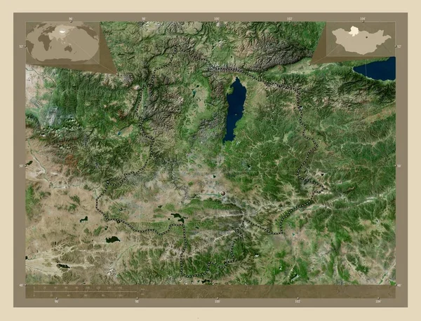 モンゴル国のホブスガル州 高解像度衛星地図 コーナー補助位置図 — ストック写真