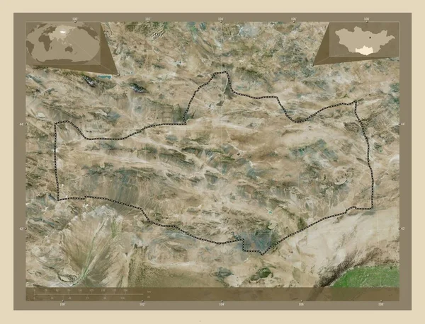 Omnogovi Mongoliet Högupplöst Satellitkarta Platser För Större Städer Regionen Hjälpkartor — Stockfoto