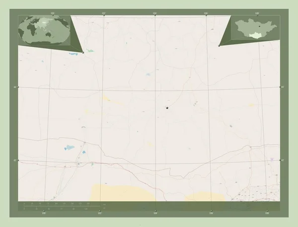 Omnogovi Επαρχία Της Μογγολίας Χάρτης Του Δρόμου Γωνιακοί Χάρτες Βοηθητικής — Φωτογραφία Αρχείου