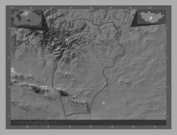 Ovorhangay Провінція Монголія Білевелівська Карта Висот Озерами Річками Розташування Великих — стокове фото