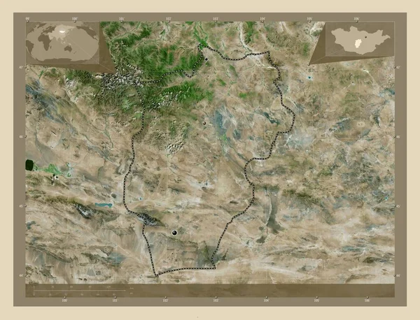 Ovorhangay Provincie Mongolië Satellietkaart Met Hoge Resolutie Locaties Van Grote — Stockfoto