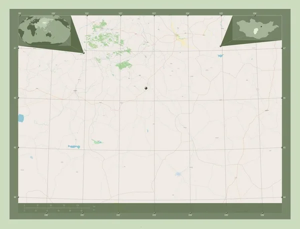 Оворхангай Провинция Монголия Карта Улиц Вспомогательные Карты Расположения Углов — стоковое фото