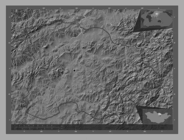 Селендж Провінція Монголія Білевелівська Карта Висот Озерами Річками Розташування Великих — стокове фото