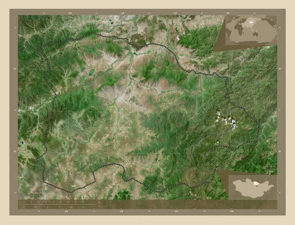 モンゴル国のセレンゲ県 高解像度衛星地図 コーナー補助位置図 — ストック写真