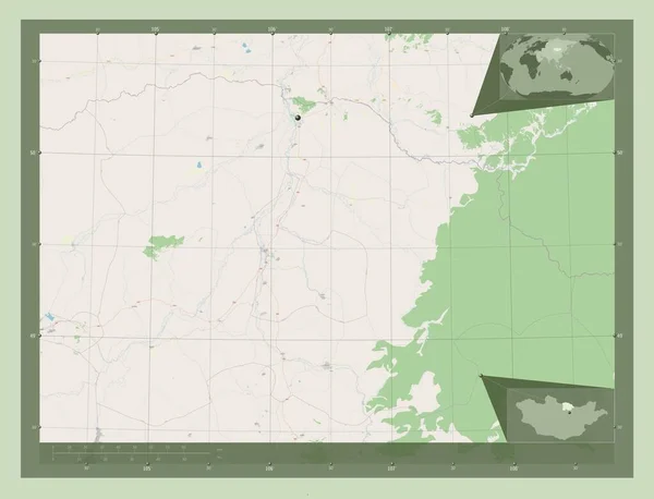 Селенге Провинция Монголия Карта Улиц Вспомогательные Карты Расположения Углов — стоковое фото