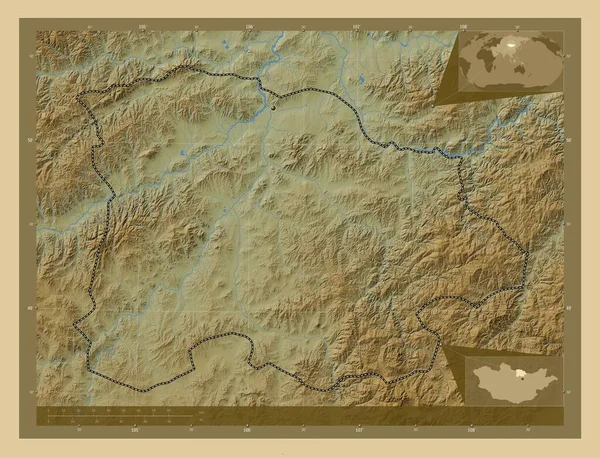 Selenge Επαρχία Της Μογγολίας Χρωματιστός Υψομετρικός Χάρτης Λίμνες Και Ποτάμια — Φωτογραφία Αρχείου