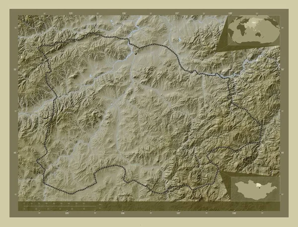 Селендж Провінція Монголія Висота Карти Забарвлена Вікі Стилі Озерами Річками — стокове фото