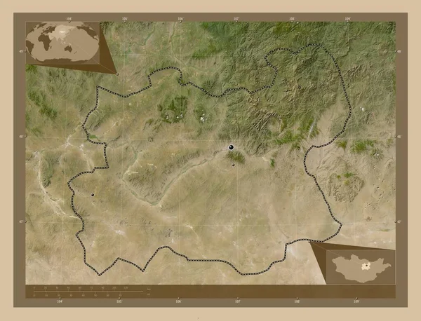Тов Провинция Монголия Карта Спутника Низкого Разрешения Места Расположения Крупных — стоковое фото