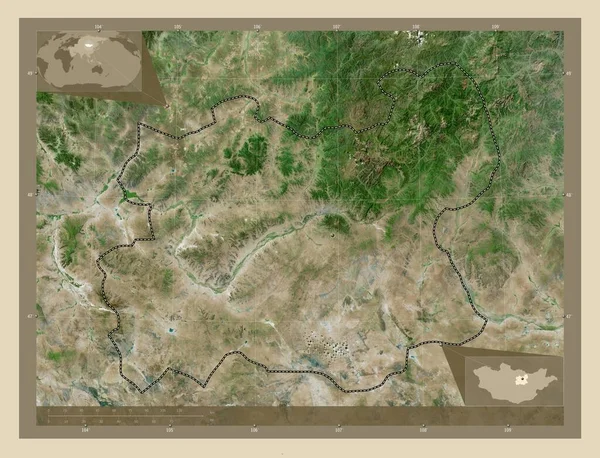 Tov Província Mongólia Mapa Satélite Alta Resolução Mapa Localização Auxiliar — Fotografia de Stock