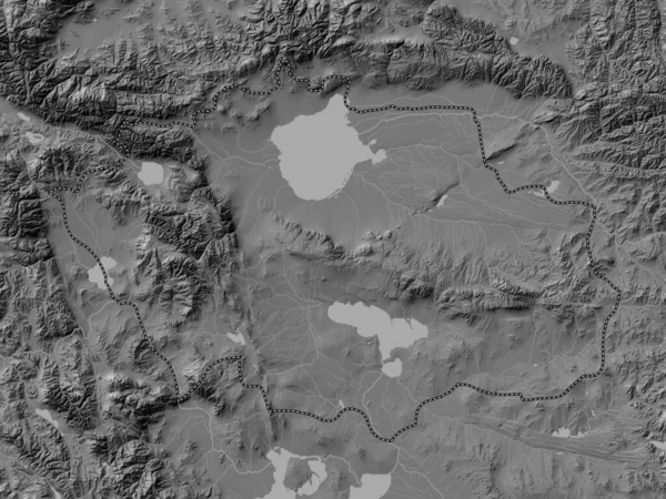 Uvs 蒙古省 附有湖泊和河流的比尔韦勒高地图 — 图库照片
