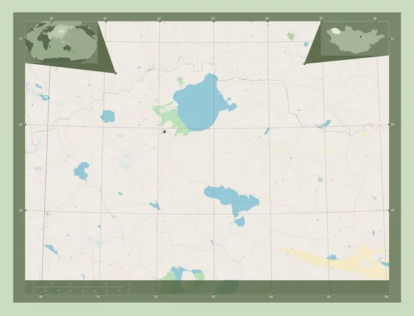 Uvs Prowincja Mongolia Otwórz Mapę Ulic Pomocnicze Mapy Położenia Narożnika — Zdjęcie stockowe