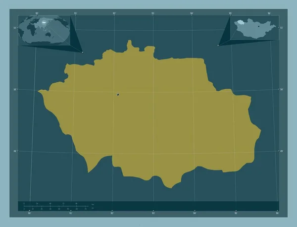 モンゴル国のUvs しっかりした色の形 コーナー補助位置図 — ストック写真