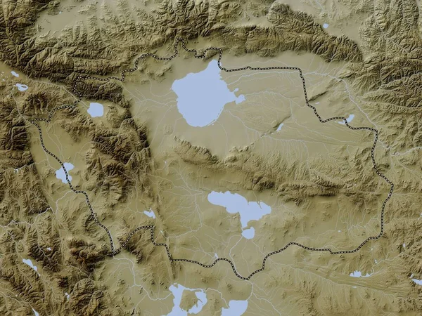 Uvs Провинция Монголия Карта Высот Окрашенная Вики Стиле Озерами Реками — стоковое фото