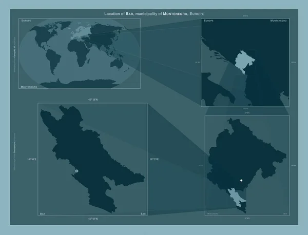 Bar Municipio Montenegro Diagrama Que Muestra Ubicación Región Mapas Gran —  Fotos de Stock