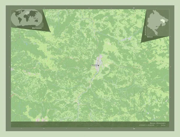 Беране Муниципалитет Черногории Карта Улиц Места Названия Крупных Городов Области — стоковое фото