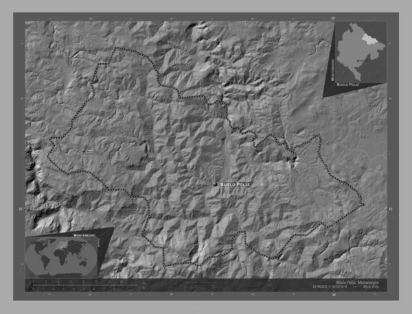 Bijelo Polje Município Montenegro Bilevel Mapa Elevação Com Lagos Rios — Fotografia de Stock