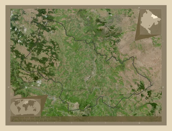 モンテネグロの自治体Bielo Polje 高解像度衛星地図 コーナー補助位置図 — ストック写真