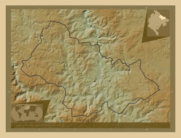 Bijelo Polje Муниципалитет Черногории Цветная Карта Высоты Озерами Реками Вспомогательные — стоковое фото