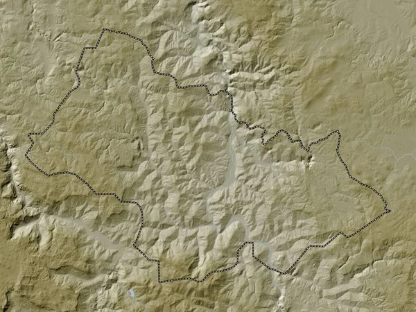 Bijelo Polje Муниципалитет Черногории Карта Высот Окрашенная Вики Стиле Озерами — стоковое фото