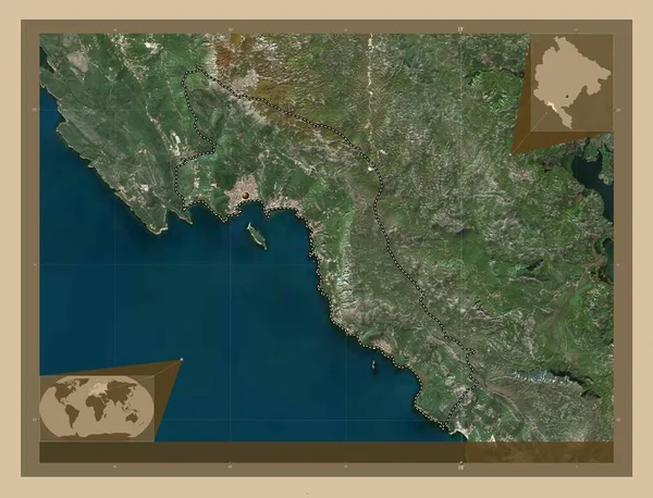Budva Municipio Montenegro Mapa Satelital Baja Resolución Mapas Ubicación Auxiliares —  Fotos de Stock