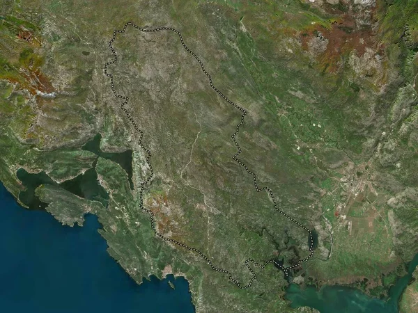 Cetinje Município Montenegro Mapa Satélite Baixa Resolução — Fotografia de Stock