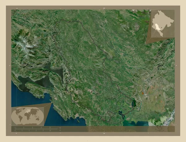 Cetinje Gmina Czarnogóry Mapa Satelity Wysokiej Rozdzielczości Pomocnicze Mapy Położenia — Zdjęcie stockowe