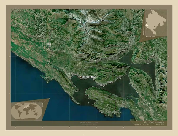 Herceg Novi Municipio Montenegro Mapa Satelital Alta Resolución Ubicaciones Nombres —  Fotos de Stock