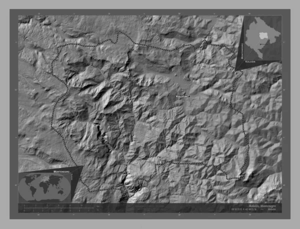 Коласін Муніципалітет Чорногорії Білевелівська Карта Висот Озерами Річками Місця Розташування — стокове фото
