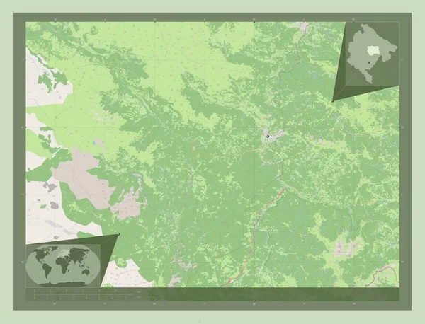Колашин Муниципалитет Черногории Карта Улиц Вспомогательные Карты Расположения Углов — стоковое фото