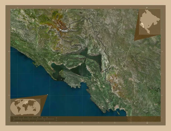 Kotor Municipio Montenegro Mapa Satelital Baja Resolución Mapas Ubicación Auxiliares —  Fotos de Stock