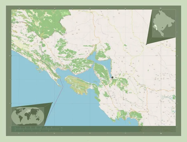 Котор Муниципалитет Черногории Карта Улиц Вспомогательные Карты Расположения Углов — стоковое фото