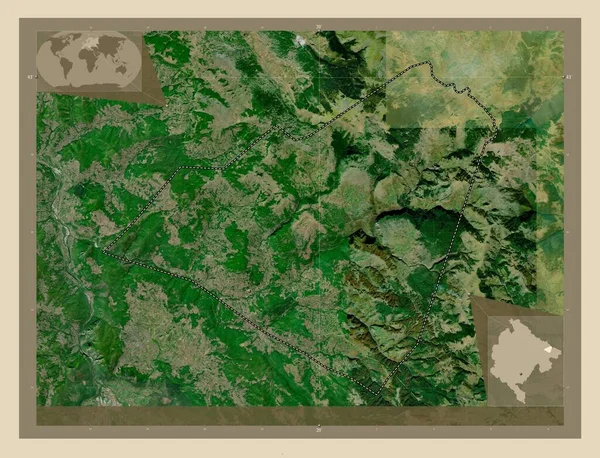 黑山市Petnjica 高分辨率卫星地图 角辅助位置图 — 图库照片