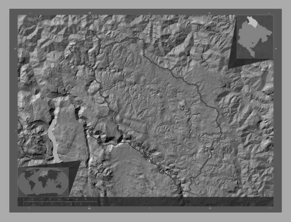 Pljevlja Gemeente Montenegro Hoogteplattegrond Met Meren Rivieren Hulplocatiekaarten Hoek — Stockfoto