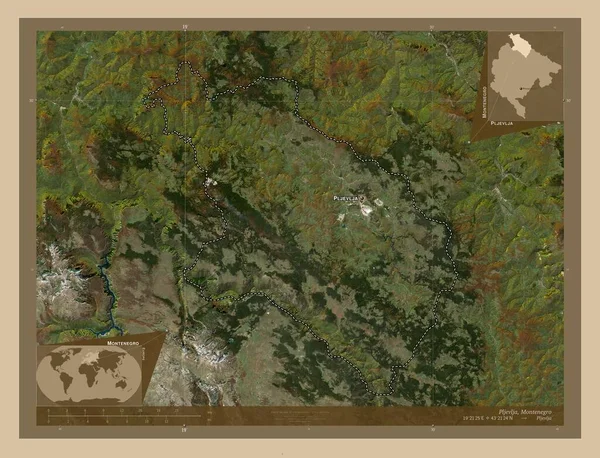 Pljevlja Obec Černá Hora Satelitní Mapa Nízkým Rozlišením Umístění Názvy — Stock fotografie