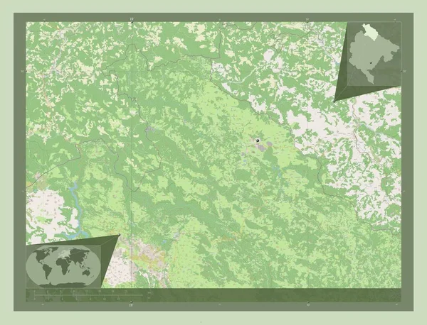 Pljevlja Муниципалитет Черногории Карта Улиц Вспомогательные Карты Расположения Углов — стоковое фото