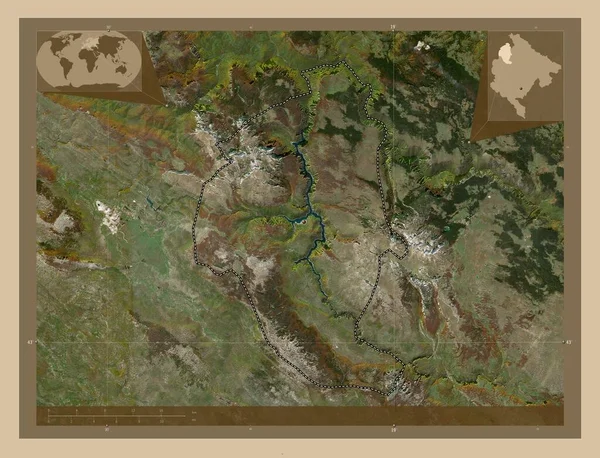 黑山市Pluzine 低分辨率卫星地图 角辅助位置图 — 图库照片