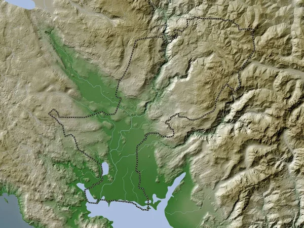 Podgorica Municipio Montenegro Mapa Elevación Coloreado Estilo Wiki Con Lagos —  Fotos de Stock