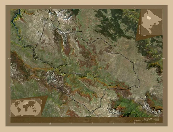 Savnik Obec Černá Hora Satelitní Mapa Nízkým Rozlišením Umístění Názvy — Stock fotografie