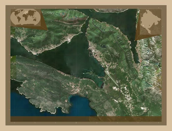 Tivat Municipio Montenegro Mapa Satelital Baja Resolución Ubicaciones Las Principales —  Fotos de Stock