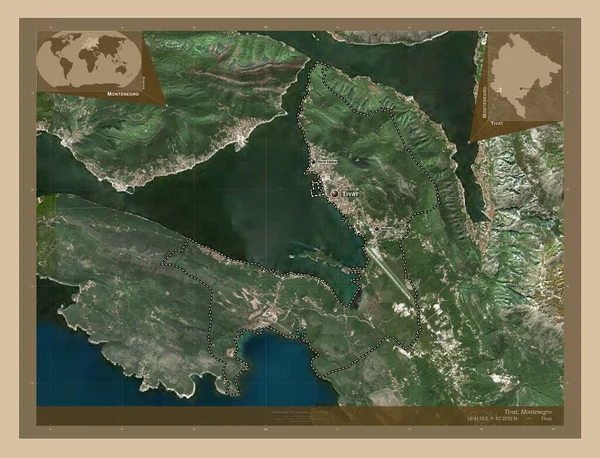 Тіват Муніципалітет Чорногорії Супутникова Карта Низькою Роздільною Здатністю Місця Розташування — стокове фото