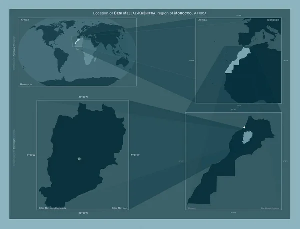 Beni Mellal Khenifra Region Maroka Schemat Przedstawiający Położenie Regionu Mapach — Zdjęcie stockowe