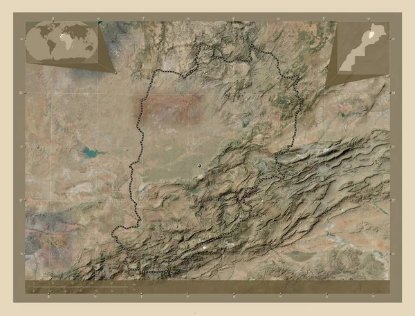 モロッコの地域のBeni Mellal Khenifra 高解像度衛星地図 コーナー補助位置図 — ストック写真