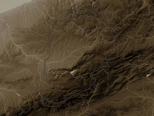 Beni Mellal Khenifra Fas Bölgesi Yükseklik Haritası Sepya Tonlarında Göller — Stok fotoğraf