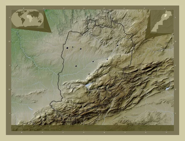 Beni Mellal Khenifra Περιφέρεια Μαρόκου Υψόμετρο Χάρτη Χρωματισμένο Στυλ Wiki — Φωτογραφία Αρχείου
