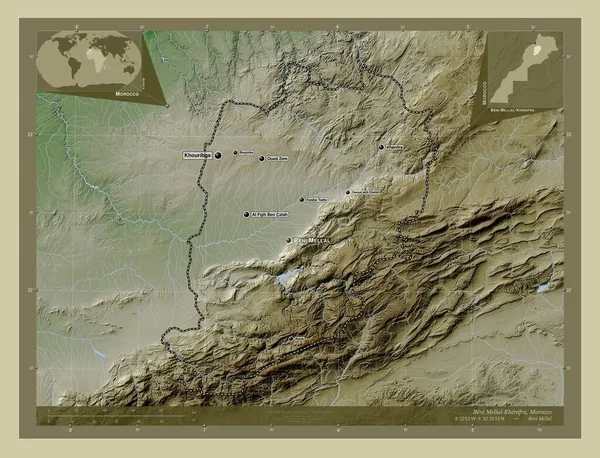 Beni Mellal Khenifra Fas Bölgesi Yükseklik Haritası Göller Nehirlerle Wiki — Stok fotoğraf