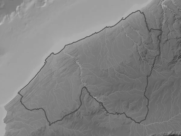 Касабланка Сеттат Область Марокко Карта Высот Оттенках Серого Озерами Реками — стоковое фото