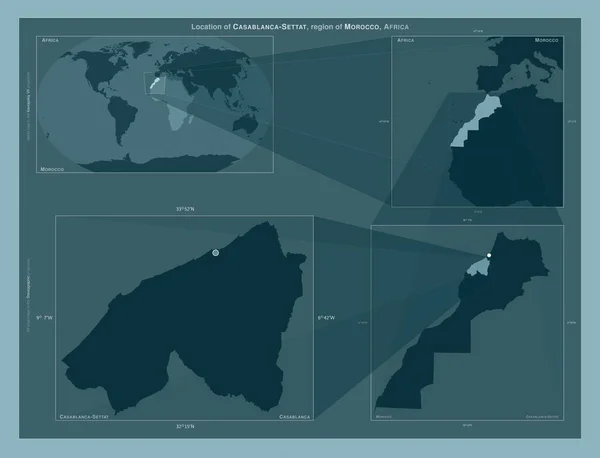 Casablanca Settat Region Maroka Schemat Przedstawiający Położenie Regionu Mapach Większą — Zdjęcie stockowe