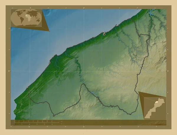 Καζαμπλάνκα Settat Περιφέρεια Μαρόκου Χρωματιστός Υψομετρικός Χάρτης Λίμνες Και Ποτάμια — Φωτογραφία Αρχείου